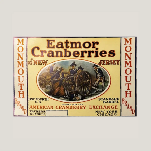 Vintage Monmouth Eatmor Cranberries label from 1920s with American Cranberry Exchange details