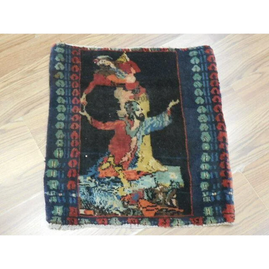 Rare 1920s Turkish pictorial rug with central embroidered figures