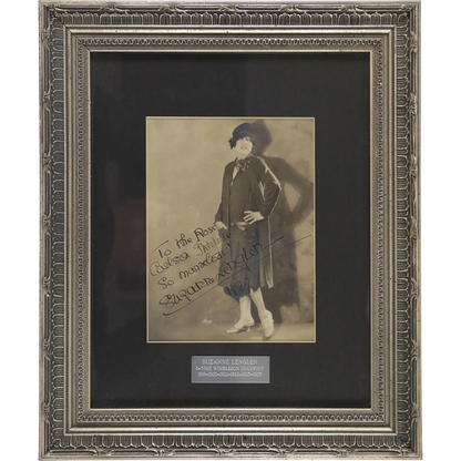 Suzanne Lenglen signed 1920s tennis photo in silver frame