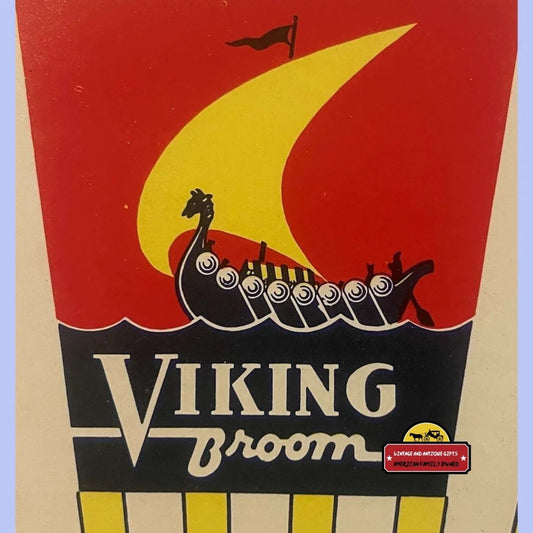Rare 💙1930s Antique Vintage Viking Broom Label Nautical Decor Advertisements