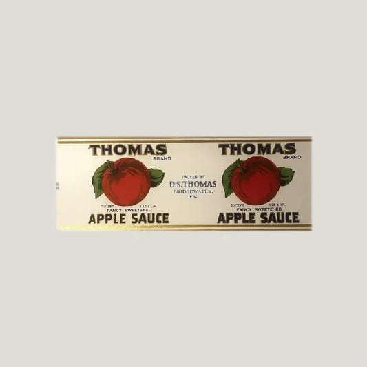 Vintage apple sauce label from 1930s Thomas Apple Sauce, antique 1930s Thomas collectible