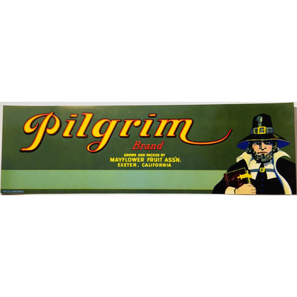 Vintage 1940s Pilgrim crate label from Rare 1940s Pilgrim Crate Label Vintage Mayflower Fruit Association