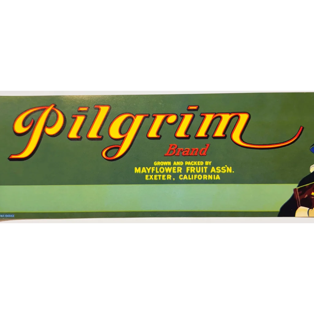 Vintage 1940s Pilgrim crate label from Rare 1940s Pilgrim Crate Label Vintage Mayflower Fruit Association