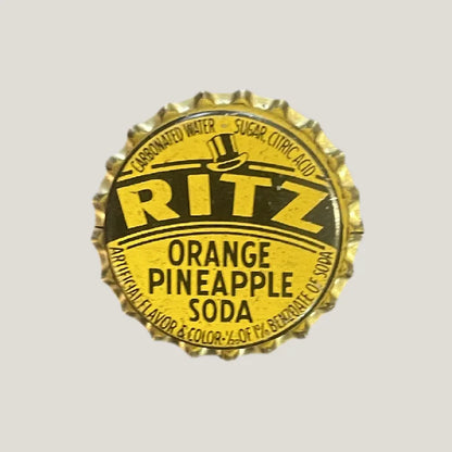 Vintage Ritz Orange Pineapple Soda cork bottle cap from 1940s orange pineapple soda