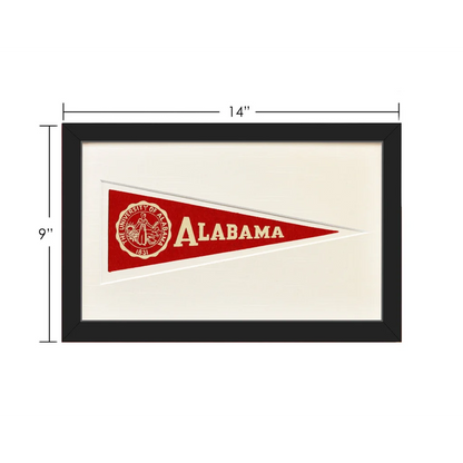 Vintage 1950s Alabama Hormel wool felt pennant with red white frame