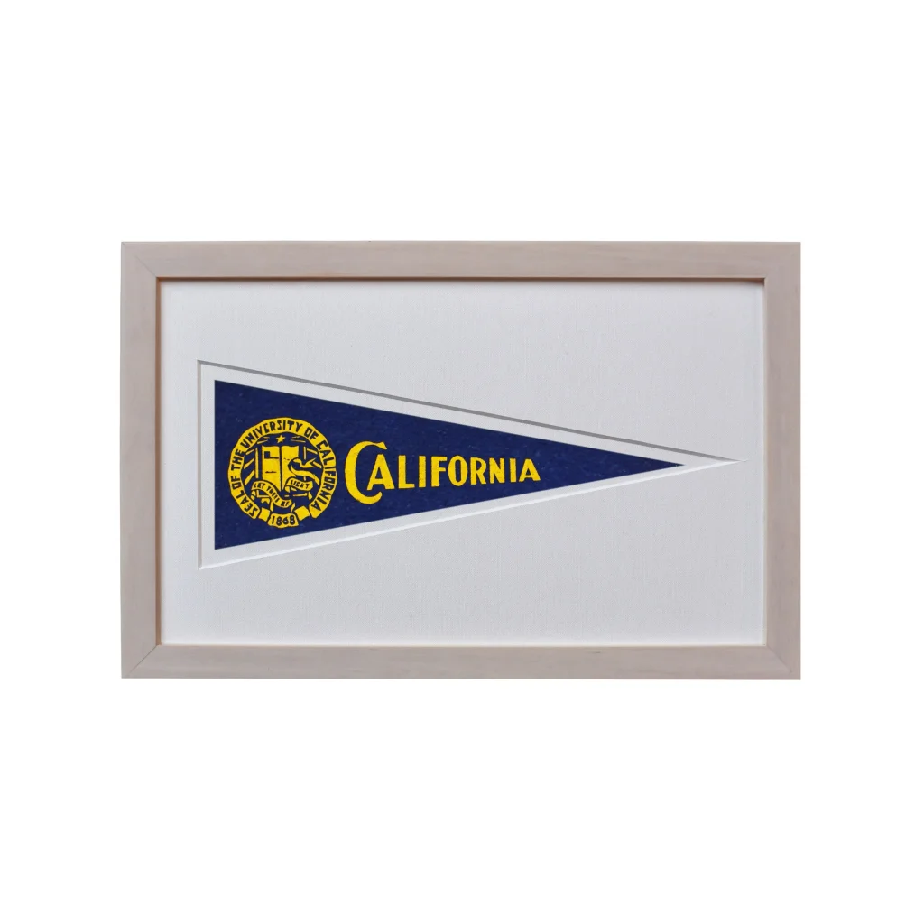 Rare 1950s Hormel Pennant wool felt University of California flag framed