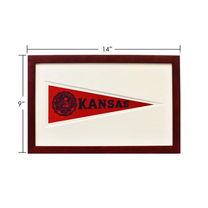 Vintage 1950s red and white Kansas Hormel pennant in wool felt frame