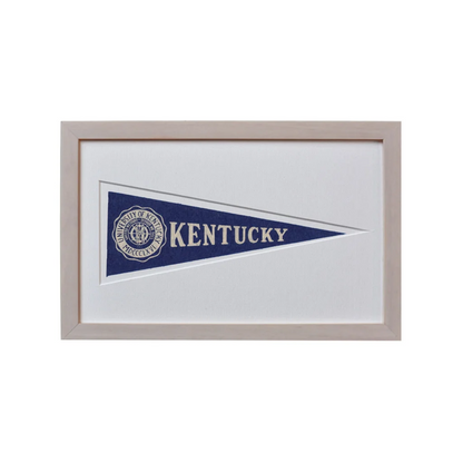 Rare 1950s Kentucky Wildcats Hormel wool felt pennant in silver frame