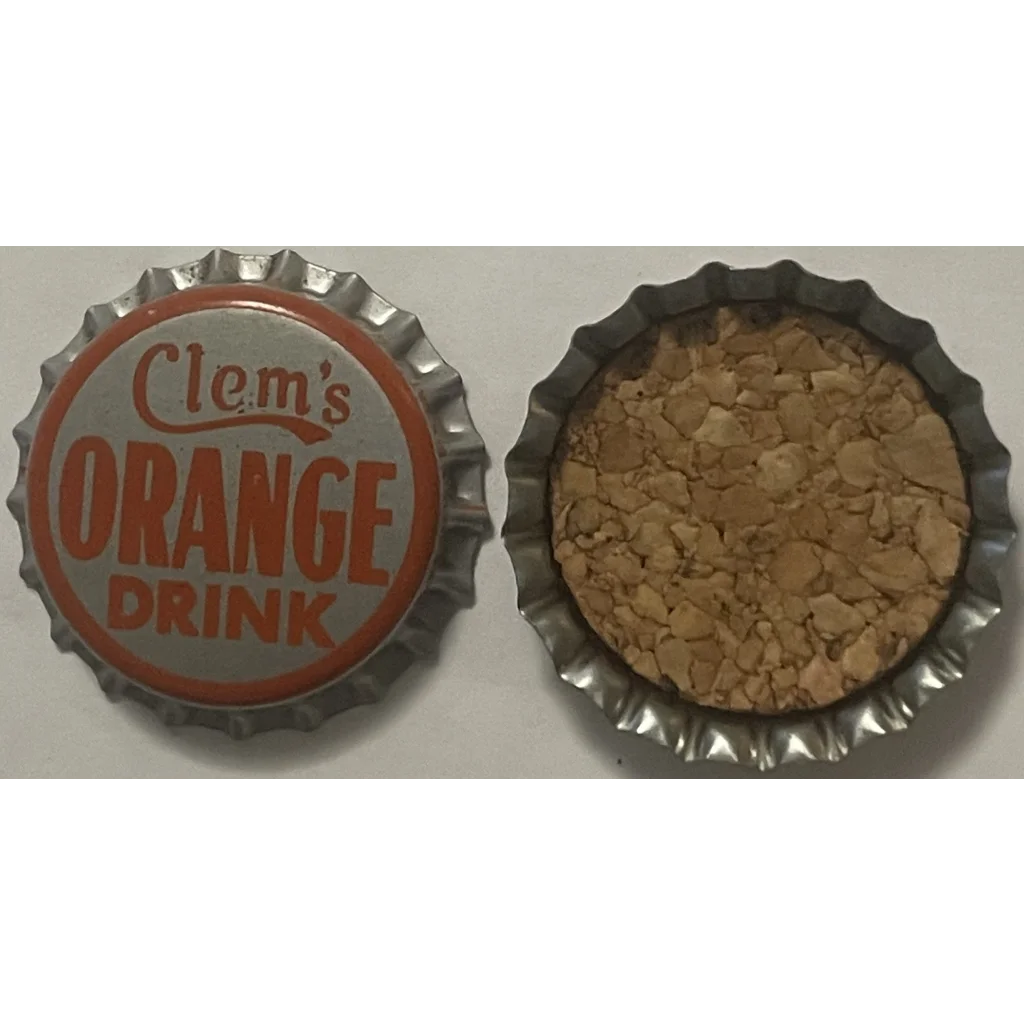 Rare 1950s Vintage Clem’s Orange Drink Cork Bottle Cap Malvern AR Historic! Collectibles Antique and Caps
