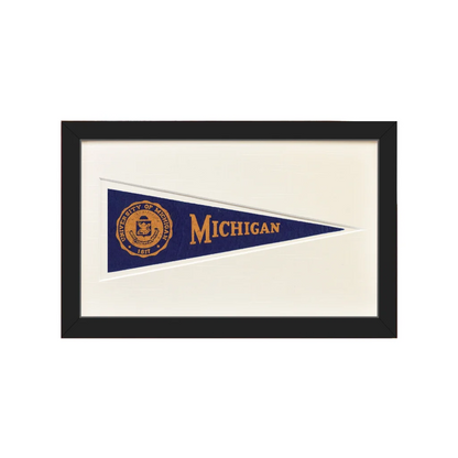 Rare 1950s vintage University Michigan wool felt Hormel pennant in navy blue with gold lettering