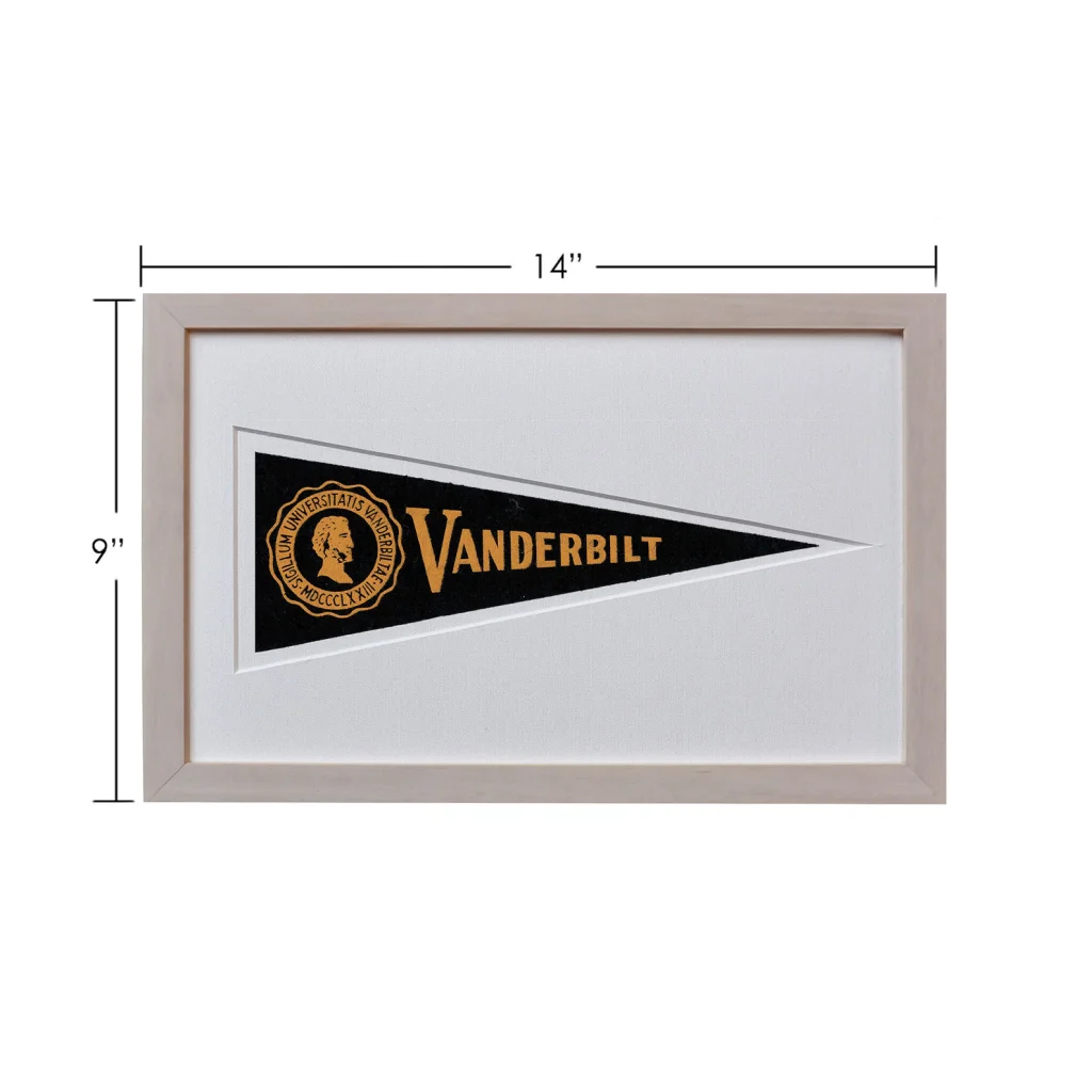 Framed vintage Vanderbilt wool felt Hormel pennant, 14-inch