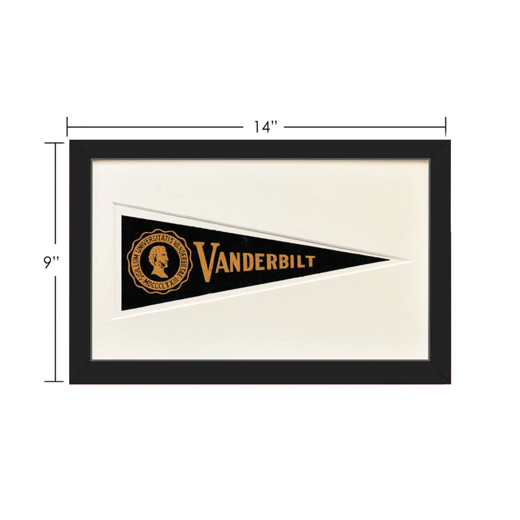 Framed vintage Vanderbilt Hormel pennant in wool felt