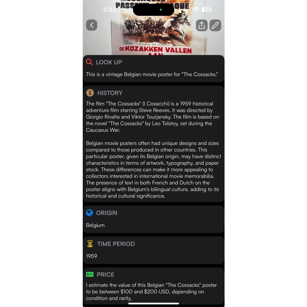 Vintage Belgium movie poster for Les Cosaques Passent with nostalgic vibe, valued $100–$200