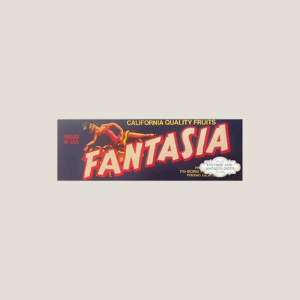 Vintage fantasia crate label from Tri-Boro Fruit Company on rare 1960s crate