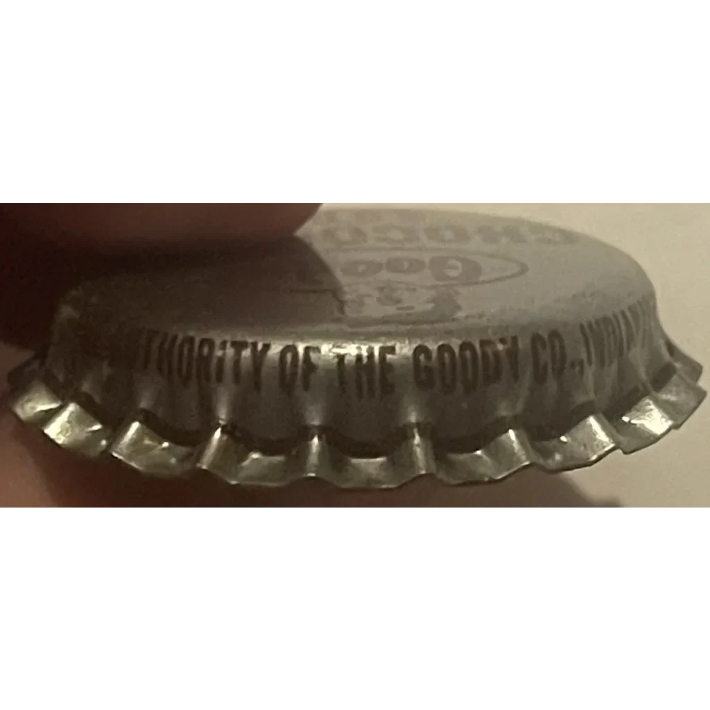 Metal bottle cap with ridged edges from Rare 1960s Goody Chocolate Soda