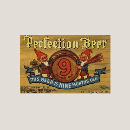 Vintage 1960s Perfection Beer Label from Horlacher Brewing in Allentown PA