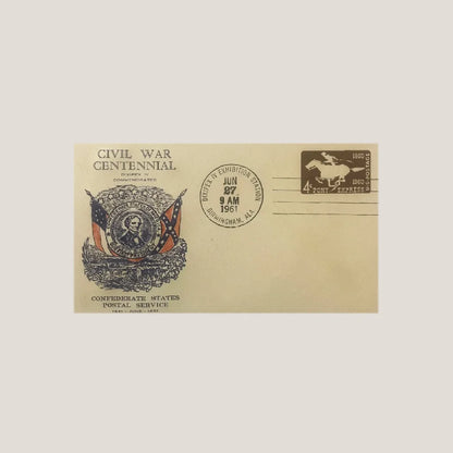 Confederate Civil War Centennial postal cover with Jefferson Davis stamped envelope image
