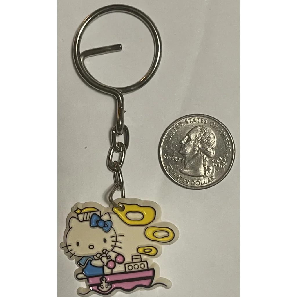 Rare 1976-1985 Hello Kitty Keychain Unique Image And With Blue Bow! Collectibles Vintage and Antique Gifts Home page