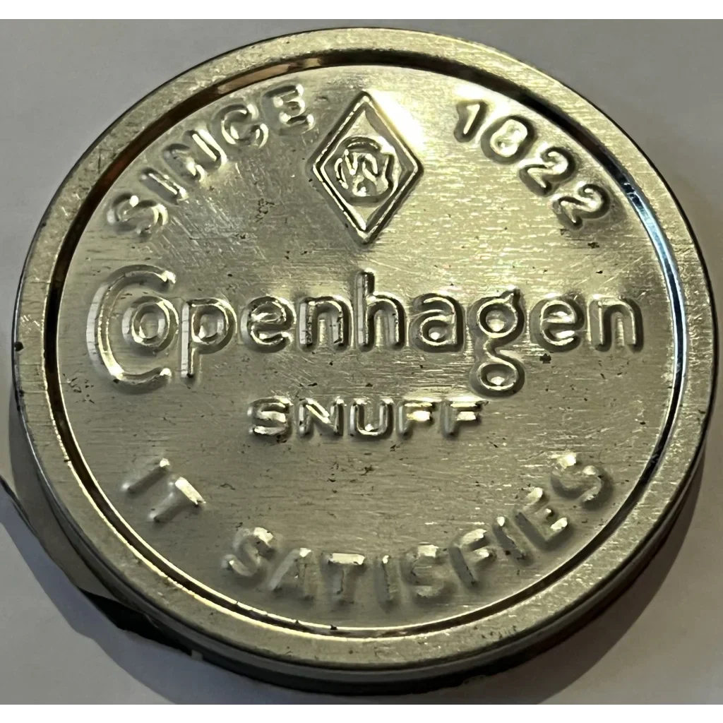 Metal token for 1980s Copenhagen Snuff, dated 1822, perfect for antique gifts