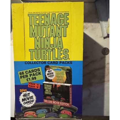 Vintage Teenage Mutant Ninja Turtles collector card box from Rare 1990 TMNT Deluxe Movie Edition set