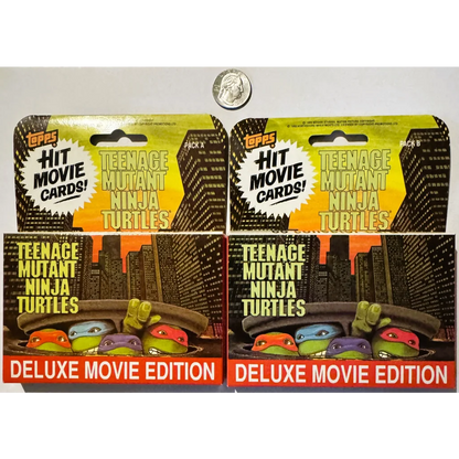Vintage Teenage Mutant Ninja Turtles trading card packs from Rare 1990 TMNT Deluxe Movie Edition