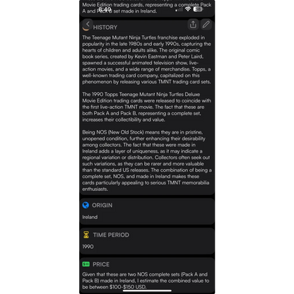 Teenage Mutant Ninja Turtles deluxe movie edition trading cards set for collectors
