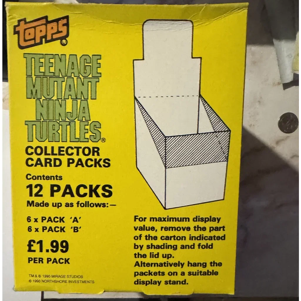 Vintage Teenage Mutant Ninja Turtles collector card pack box from Rare 1990 TMNT Deluxe Movie Edition