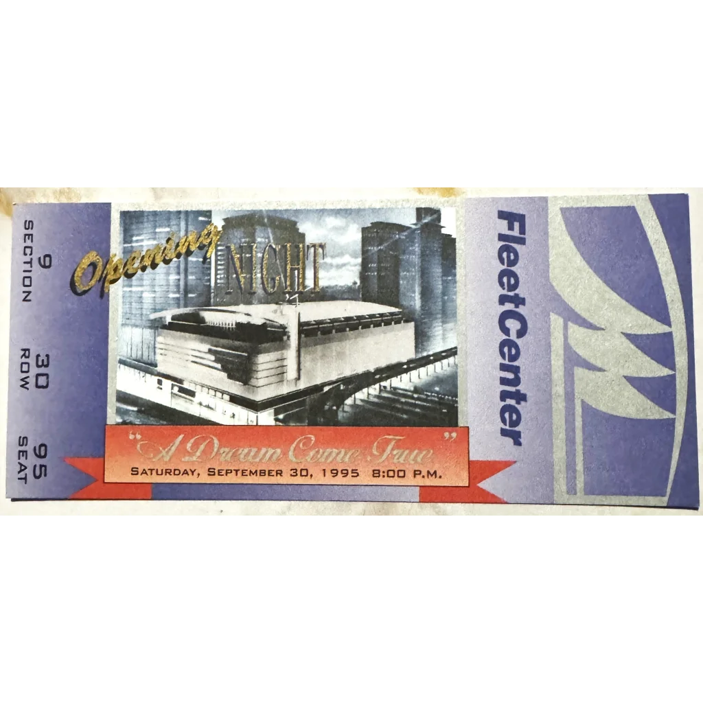 Ticket stub for Opening Dream Come True event at FleetCenter on September 30, 1995