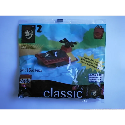 Rare 1999 McDonalds Happy Meal Classic Lego Pirate Boat with black hull