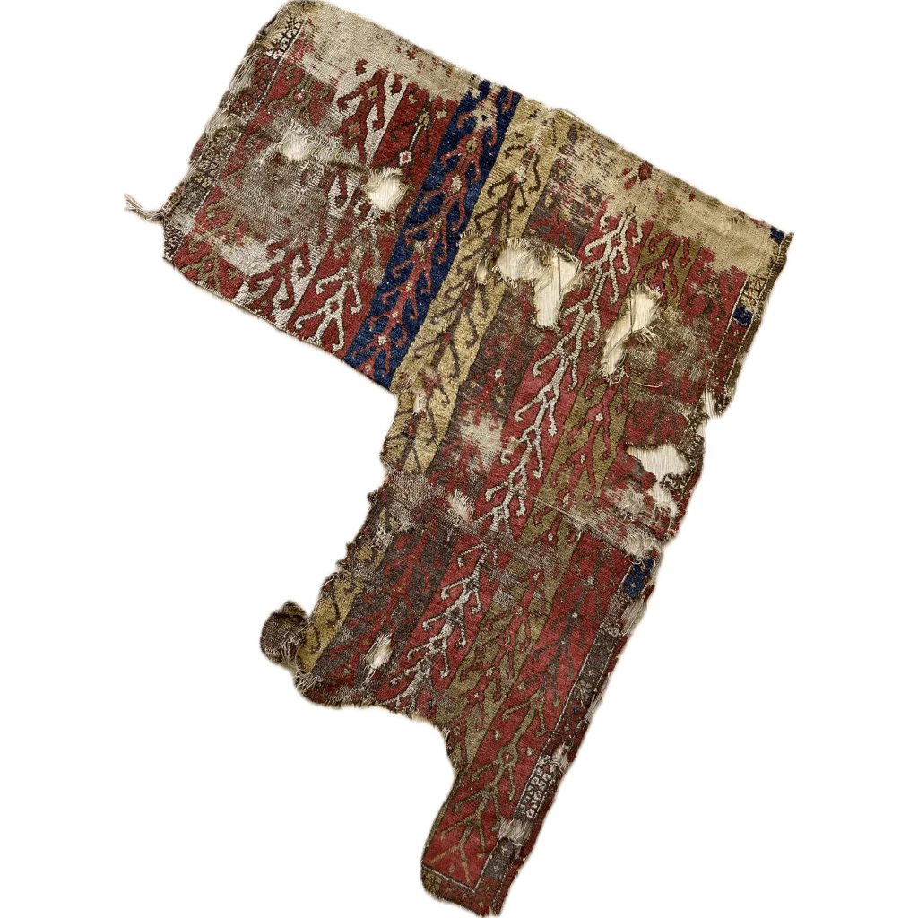 Rare 19th century madder red Anatolian rug fragment, full view, Central Anatolia Turkey