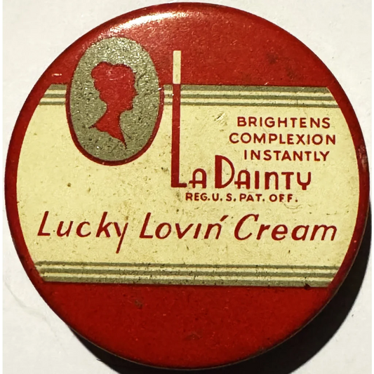 Vintage La Dainty Cream Tin Lid for complexion brightener, a collector’s gem