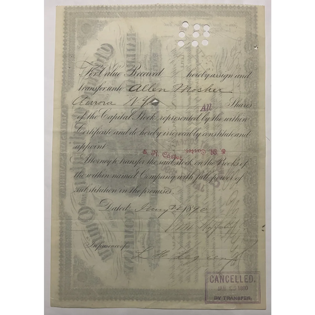 Rare Antique 1890 Chicago Burlington Quincy Railroad Stock Certificate - Zephyrs Collectibles Vintage and Bond