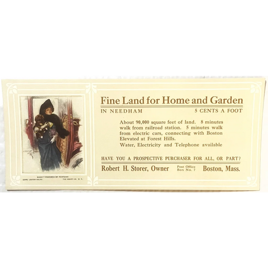 Rare Antique 1890s -1900s Land Sale Card Needham Boston MA Historic Americana! Vintage Advertisements Collectible Items