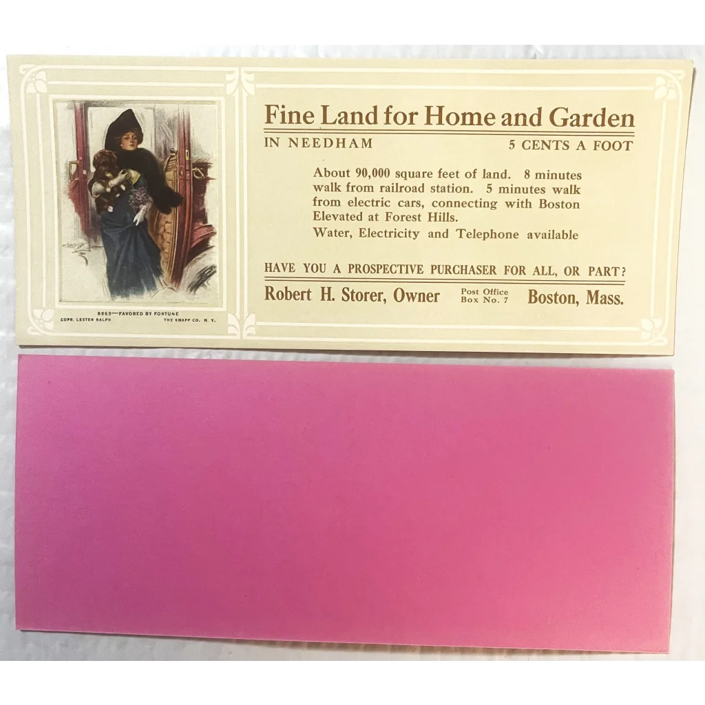 Rare Antique 1890s -1900s Land Sale Card Needham Boston MA Historic Americana! Vintage Advertisements and Gifts Home