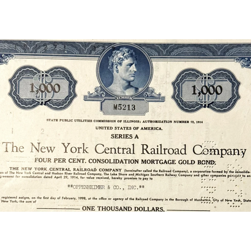 Rare York Central Railroad Gold Bond Treasures Vintage and Antique Gifts