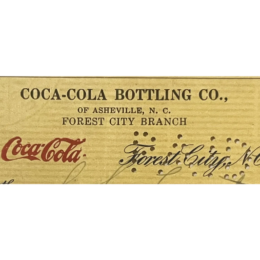 Rare Antique 1921 - 1922 🥤 Coke Coca Cola Bottling Co. Check Asheville NC Collectibles - Check: A Collector’s Gem!
