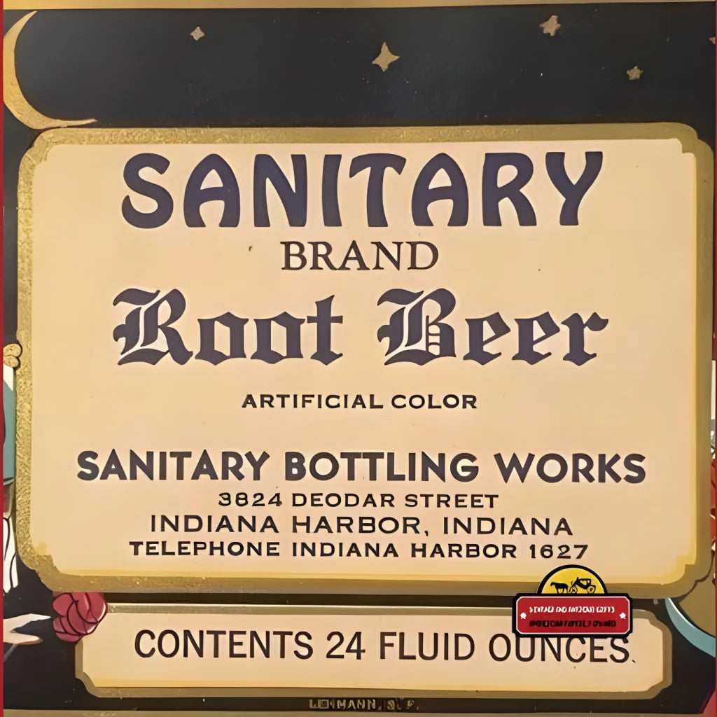 Vintage Sanitary Brand Root Beer label from Indiana Harbor showcases nostalgic charm