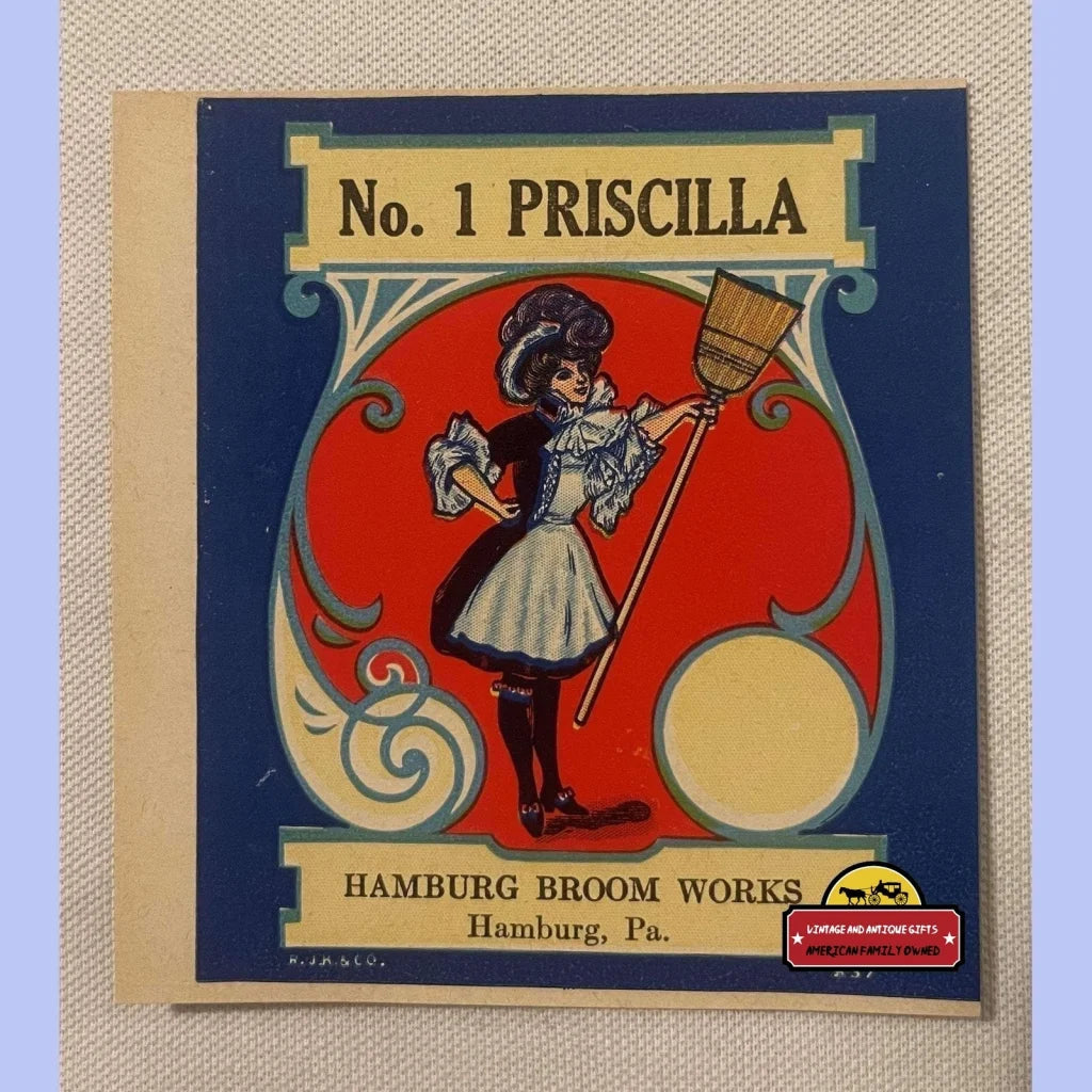 Antique Vintage No. 1 Priscilla Broom Label 1900s - 1920s - Advertisements - Labels. From