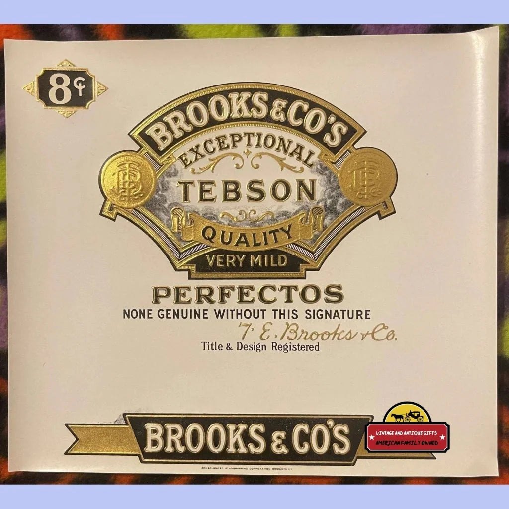 Rare Antique Vintage 1900s Tebson Embossed Cigar Label Brooks & Co’s Red Lion PA Advertisements