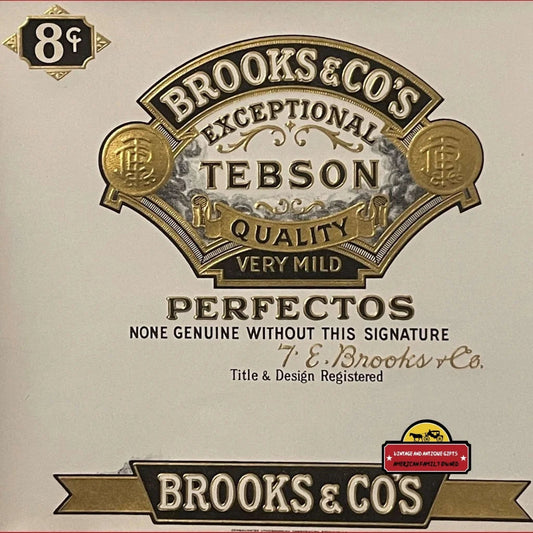 Rare Antique Vintage 1900s Tebson Embossed Cigar Label Brooks & Co’s Red Lion PA Advertisements Tobacco and Labels