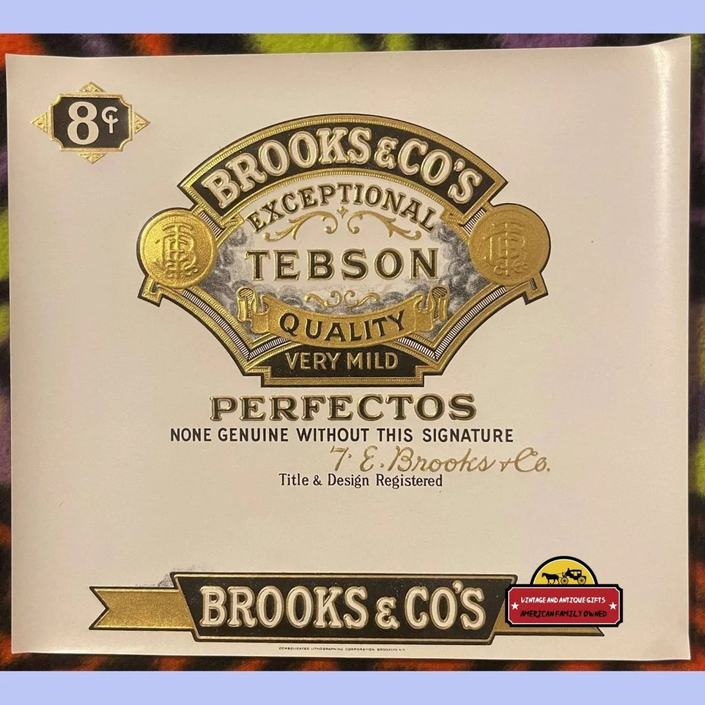 Rare Antique Vintage 1900s Tebson Embossed Cigar Label Brooks & Co’s Red Lion PA Advertisements Tobacco and Labels