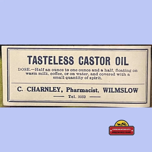 Rare Antique Vintage Tasteless Castor Oil Label Have To Read! 1910s - 1920s - Advertisements - Pharmacy Labels.