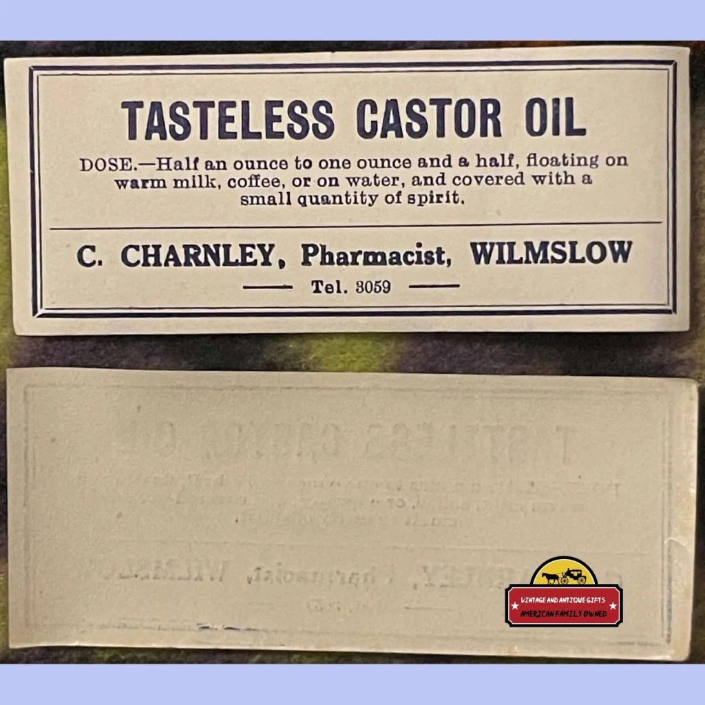 Rare Antique Vintage 1910s - 1920s 🧴 Tasteless Castor Oil Label Have to read! Advertisements Pharmacy Labels 1910s