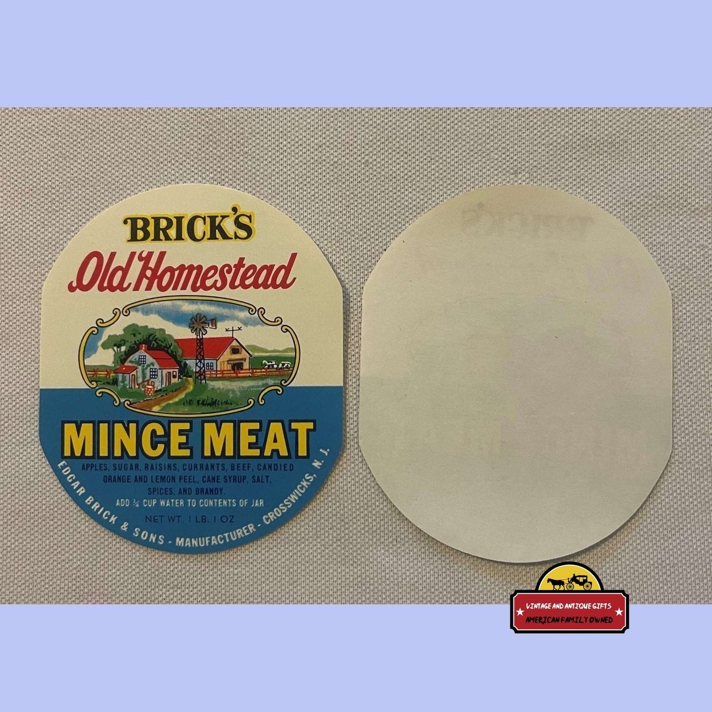 Rare Antique Vintage 1910s - 1930s Old Homestead Mince Meat Label Advertisements and Gifts Home page - Exquisite