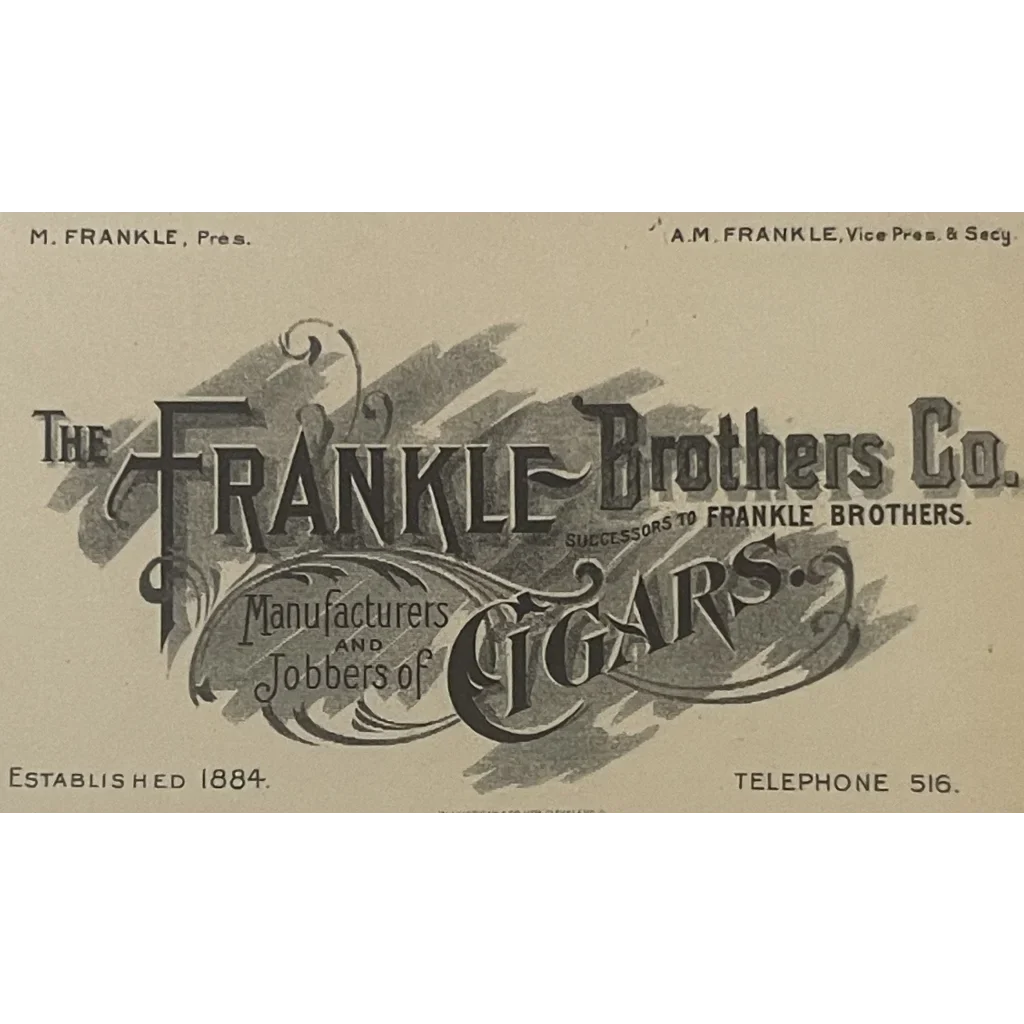 Vintage 1910s Frankle Brothers Co. cigar advertisement showcasing rare antique design