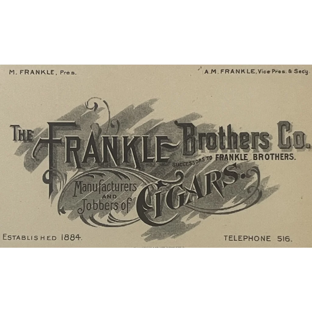 Rare Antique Vintage 1910s Frankle Brothers Cigar Co. Invoice Youngstown OH Collectibles Tobacco and Labels | Tobacciana