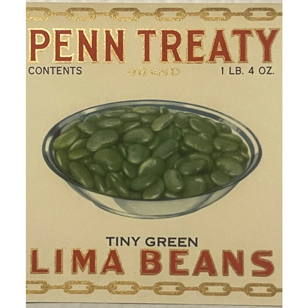 Rare Antique Vintage 1930s Penn Treaty Can Label Philadelphia PA Patriotic! Advertisements