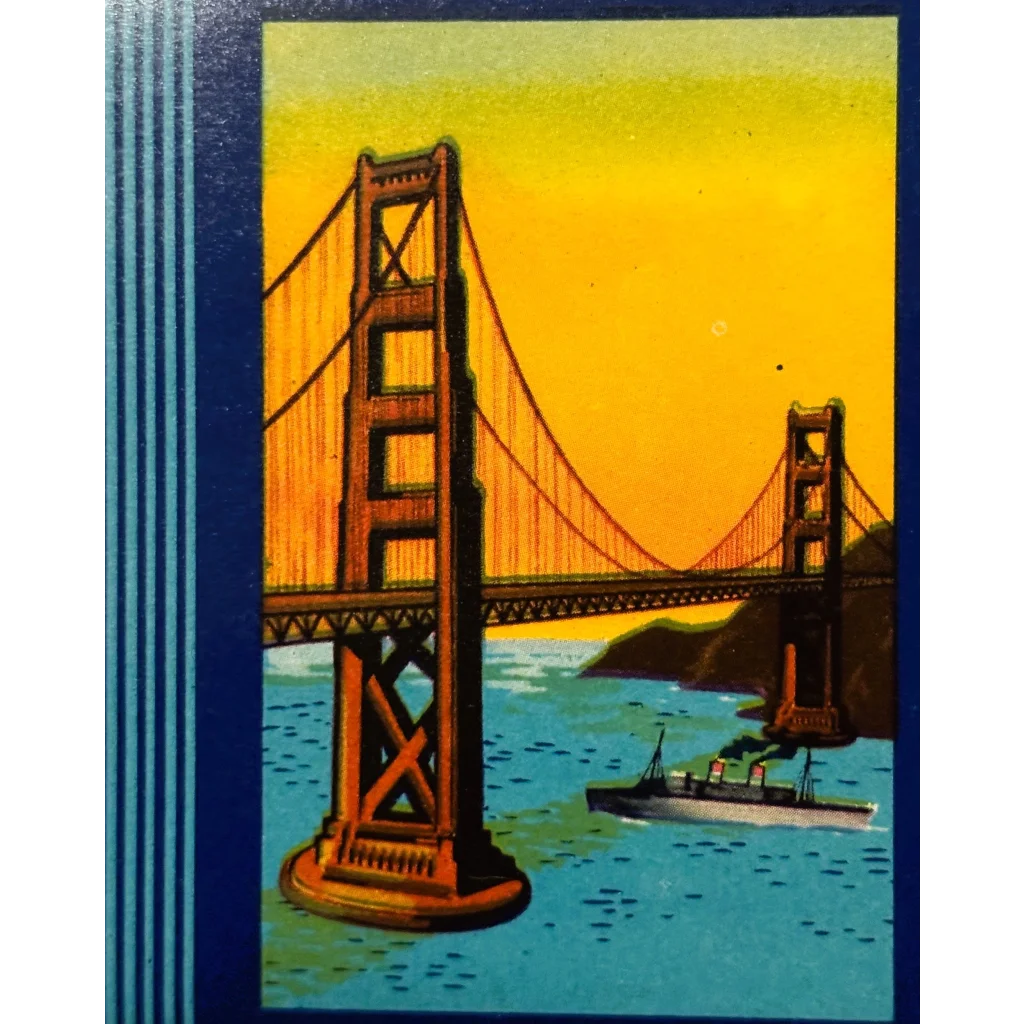 Golden Gate Bridge over blue waters on a vintage Pacific Pride crate label