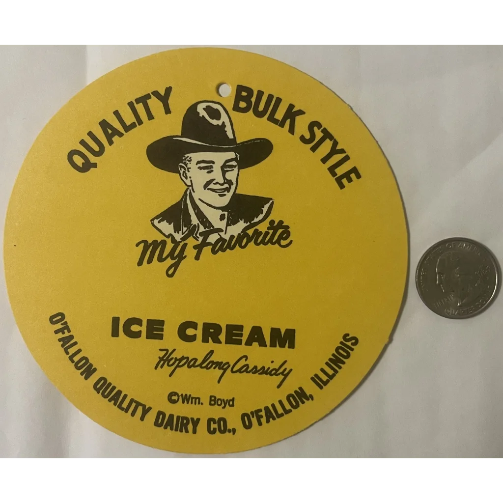 Rare Antique Vintage 🤠 1950s Hopalong Cassidy Ice Cream Sign or Lid O’Fallon IL Advertisements and Gifts Home page