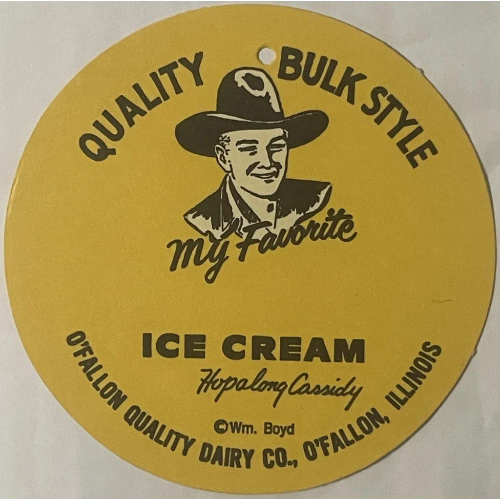 Rare Antique Vintage 🤠 1950s Hopalong Cassidy Ice Cream Sign or Lid O’Fallon IL Advertisements Collectible Items